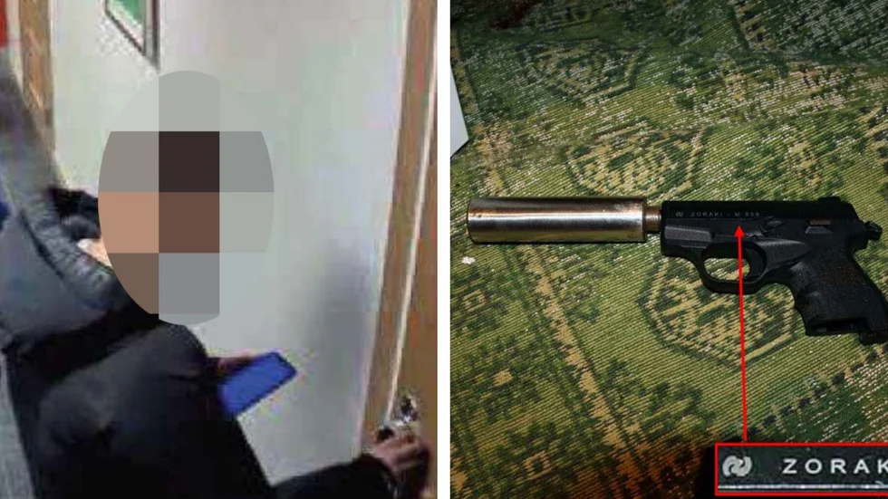 22-åringen filmades av en övervakningskamera när han anlände till hotellrummet i Linköping arena den 3 november förra året. Inne i hotellrummet hittade polisen den pistol som användes. (Bilderna är hämtade ur förundersökningen.)