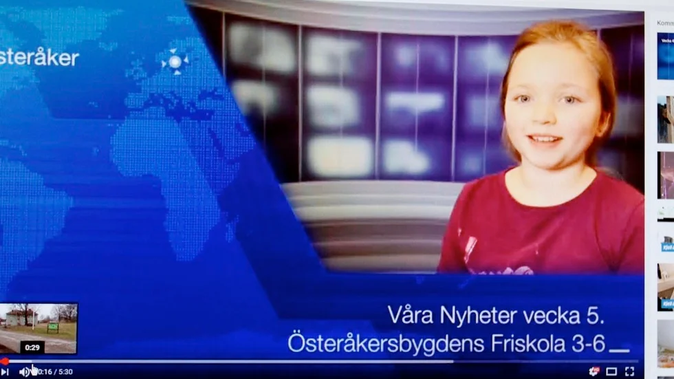 Celine Granetin är Österåkerbygdens friskolas nyhetspresentatör, nyheter som kan ses på Youtube.