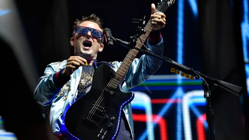 Matt Bellamy från Muse på Lollapalooza i Chicago 2017. Bandet släpper sitt nya album som NFT.