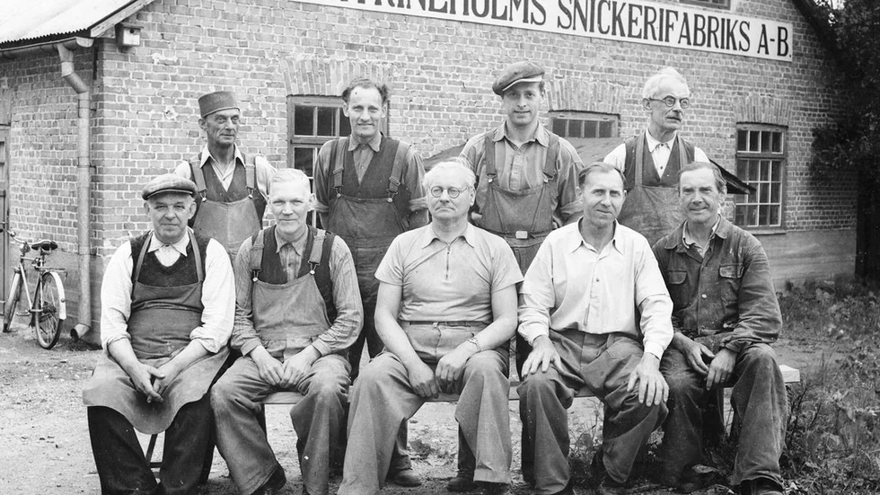 Stående från vänster Gunnar Jansson, Sven Andersson, Stig Holm och Rickard Claesson.Sittande från vänster E.P. Andersson, Edvin Persson, K.E. Gustafsson, Daniel Larsson, Axel Eriksson.