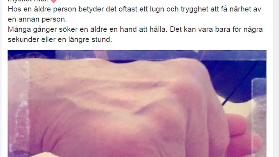 Från Almgårdens Facebook-konto: Alla behöver vi närhet.