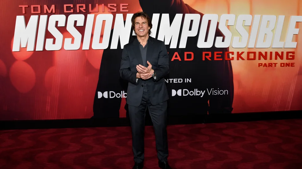 Skådespelaren Tom Cruise under premiären av "Mission: impossible: dead reckoning part one" i juli. Nästa omöjliga uppdrag har försenats. Arkivbild.