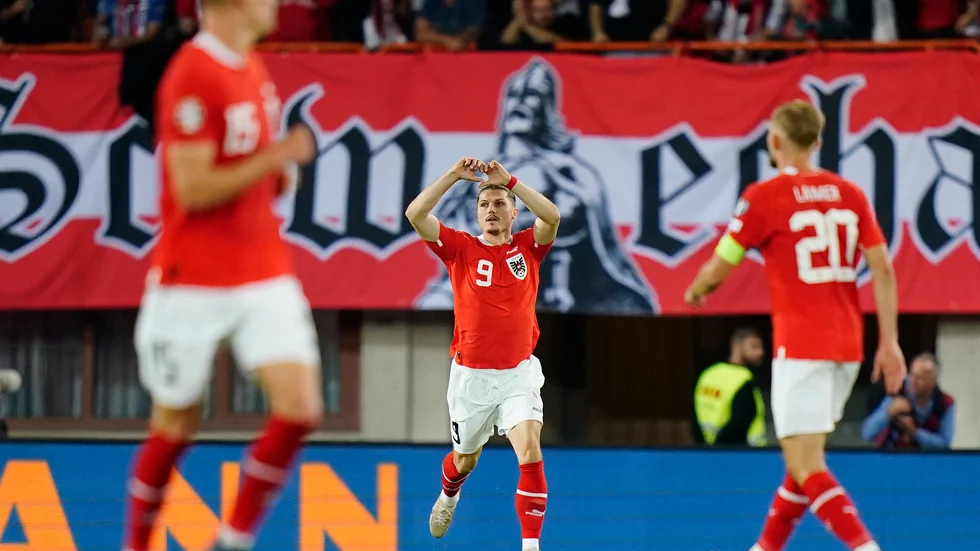 Marcel Sabitzer avgjorde i Baku. Arkivbild.