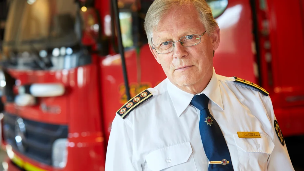 Lars Göran Uddholm, då brandchef, fem år efter skogsbranden i Sala. Arkivbild från 2019.