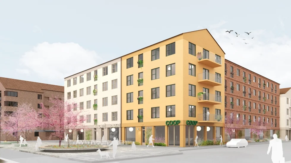 De planerade bostadshusen i Ekeby överklagdes till mark- och miljööverdomstolen som nu beslutat att inte pröva fallet. Vy från Nordengatan. Exakt utseende bestäms vid bygglov.