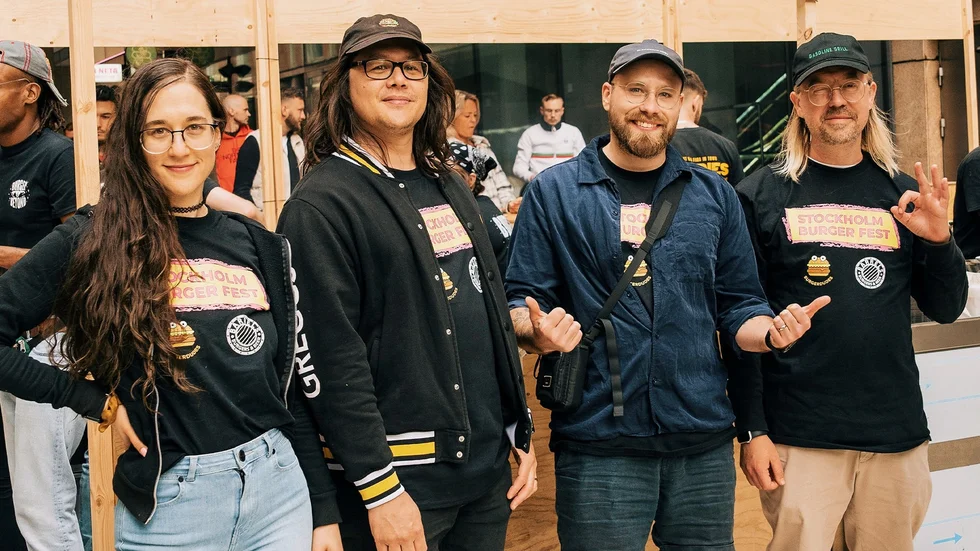 Arkivbild på Burgerdudes, på Stockholm Burger Fest 2023. Selin Safer, Toby Lee, Marcus Sjöström, Linus Josephson och Stefan Wadsten ingår i gruppen.
