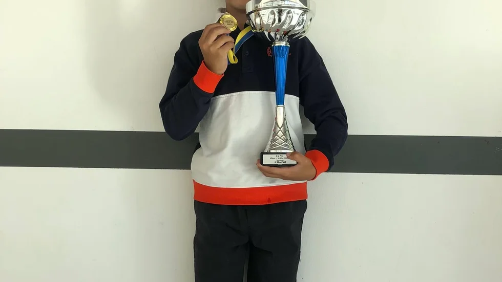 Åttaåriga Johan Stoltz tog SM-silver i schack.