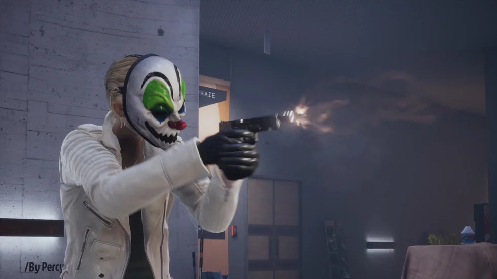 Bild från rånarspelet "Payday 3", skapat av svenska Starbreeze som startade under namnet O3 Games i Östhammar 1998. 