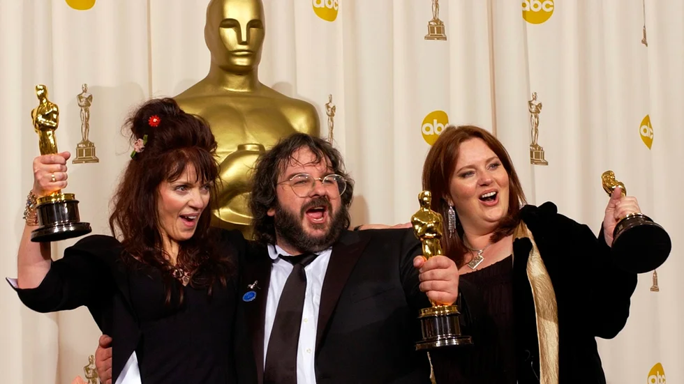 Fran Walsh, Peter Jackson och Philippa Boyers mottog en Oscar för "Sagan om ringen." Arkivbild.