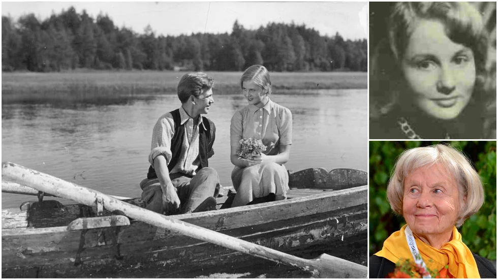 Till vänster: En scen ur debutfilmen "Ordet" från 1943, med Stig Olin och 16-åriga Inga Landgré.Till höger: Inga Landgré på pressbild från 1950 och vid presentationen av sommarvärdarna i Sommar i P1 2013.