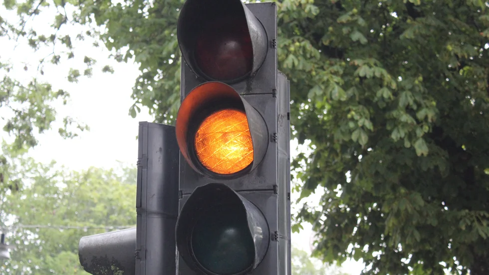 Trasiga trafikljus i Visby under morgonen.