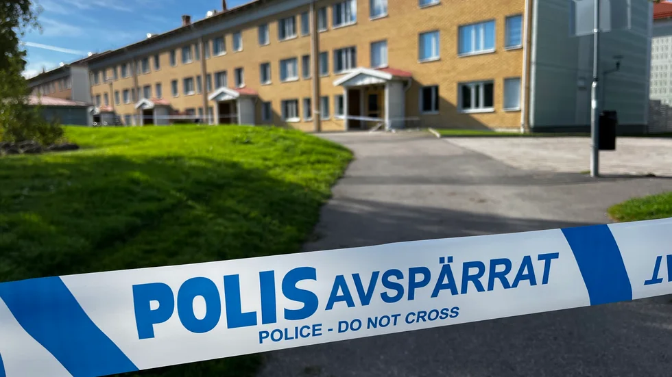 Avspärrningar efter skottlossningen i Norrköping. 