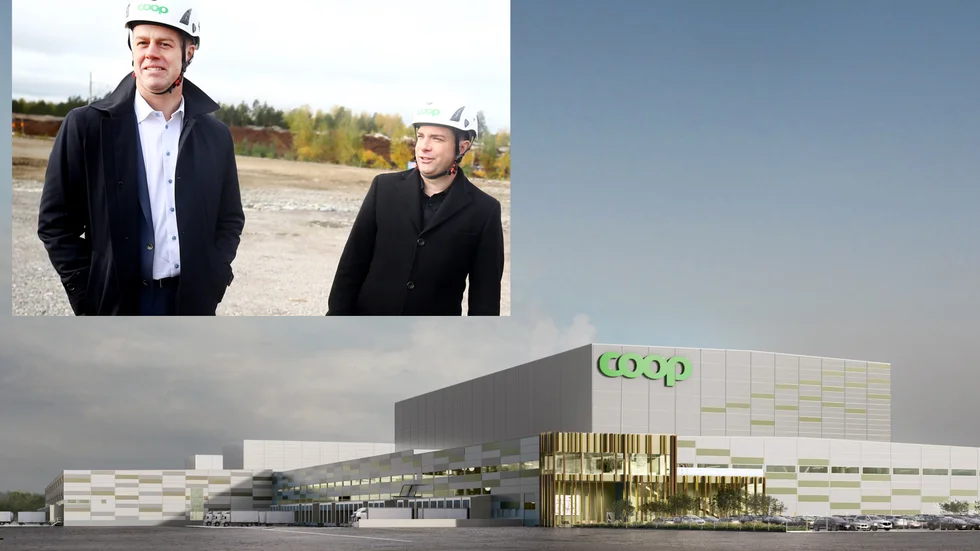 Coops Sveriges vd Magnus Johansson och kommunstyrelsens ordförande Jimmy Jansson sammanstrålade i logistikparken i torsdags.