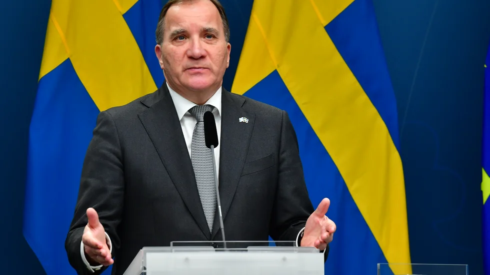 Statsminister Stefan Löfven vid en pressträff den 22 december i år.