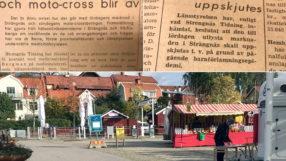 Även 1953 satte en smittsam sjukdom stopp för Strängnäsmarknaden. I år är bara enskilda knallar, totalt 15, välkomna till Strängnäs. 