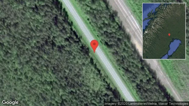 Stopp på väg 750 på grund av en singelolycka