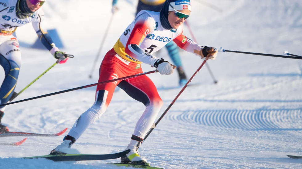 Den norska skidstjärnan Therese Johaug under Falun-tävlingarna i helgen.