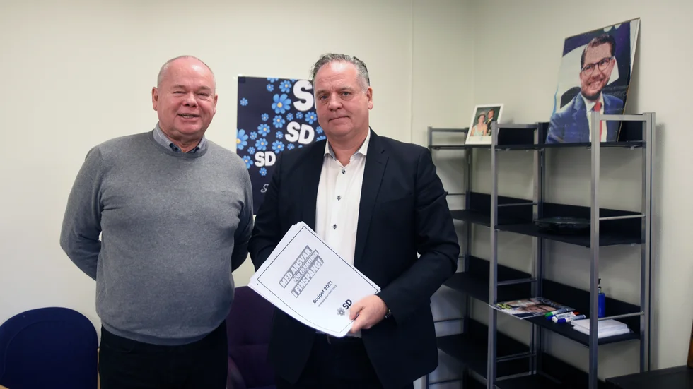 Kai Hallgren och Torgny Maurer, med Sverigedemokraterna i Finspångs budgetförslag för 2021.