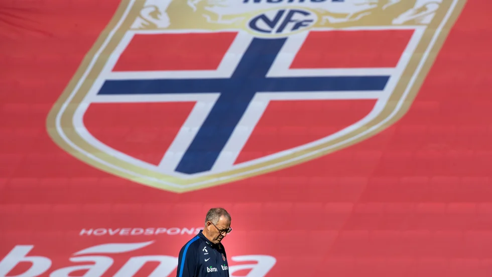 Norges förbundskapten Lars Lagerbäck på den norska nationalarenan Ullevål stadion. Arkivbild.