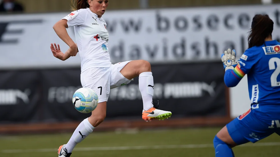 Sara Björk Gunnarsdottir i Rosengårdtröjan 2016. Arkivbild.
