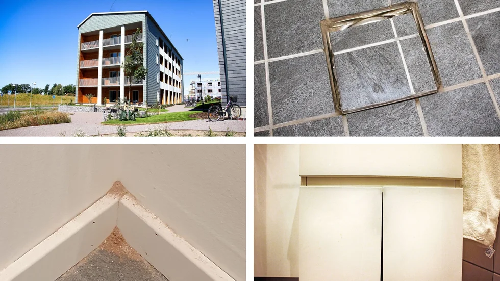 Saknad duschbrunn, sneda skåp och smutsigt vid inflytt. Problemen har varit många i nybygget vid Karin Swanströms gata.