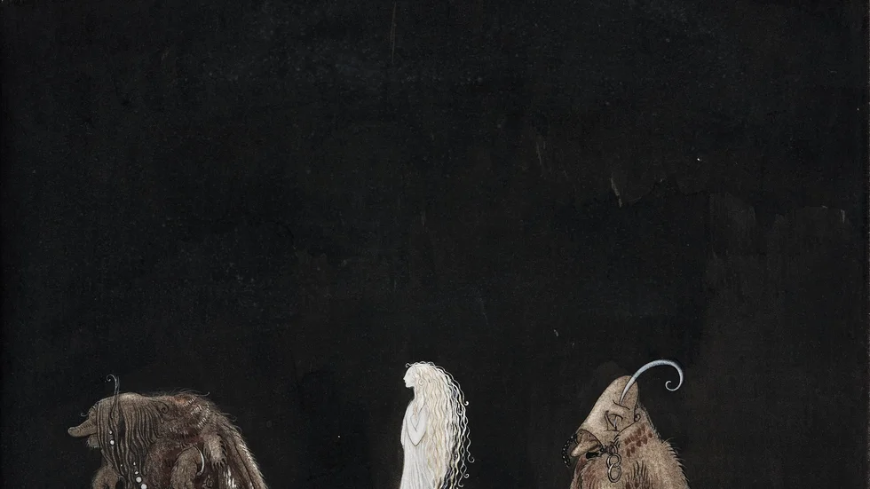 Sekelskiftskonstnären John Bauer binder samman den nya utställningen "Trollbunden" på Waldemarsudde. "Bianca Maria och trollen" från 1913 är ett av Bauers mest kända verk. Pressbild.