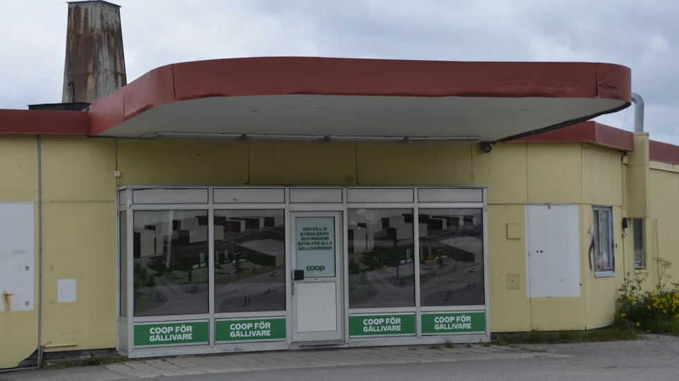 Här planeras den nya Coop-butiken att byggas. Tidigare har det varit en bensinstation och senast en pizzeria. 