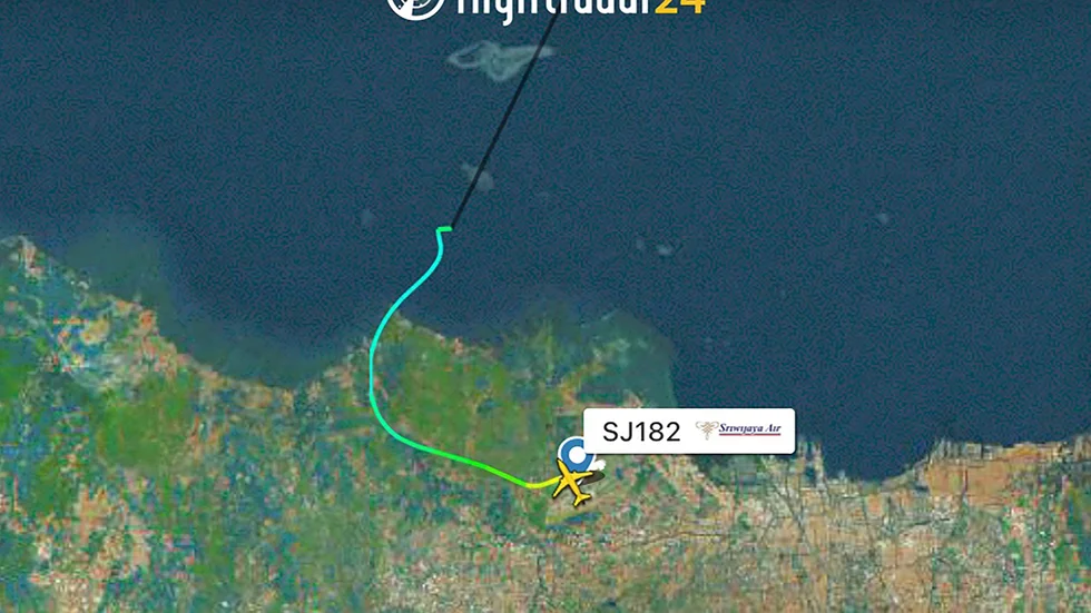 En bild från Flightradar24 visar planets flygning på lördagen.