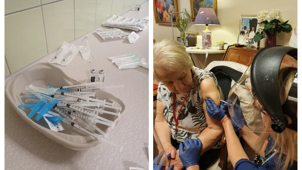 Kirsti Lundsten på Arhem var en av de första som vaccinerades i Sigtuna kommun. "Sprutan kändes inte alls. Jag har väntat på det här sedan jag hörde att de hittat ett vaccin", säger hon.