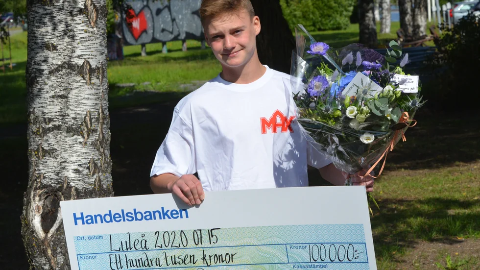 Linus Vesterlund, Soo Shim Piteå, mottog ett stipendium på 100 000 kronor. 