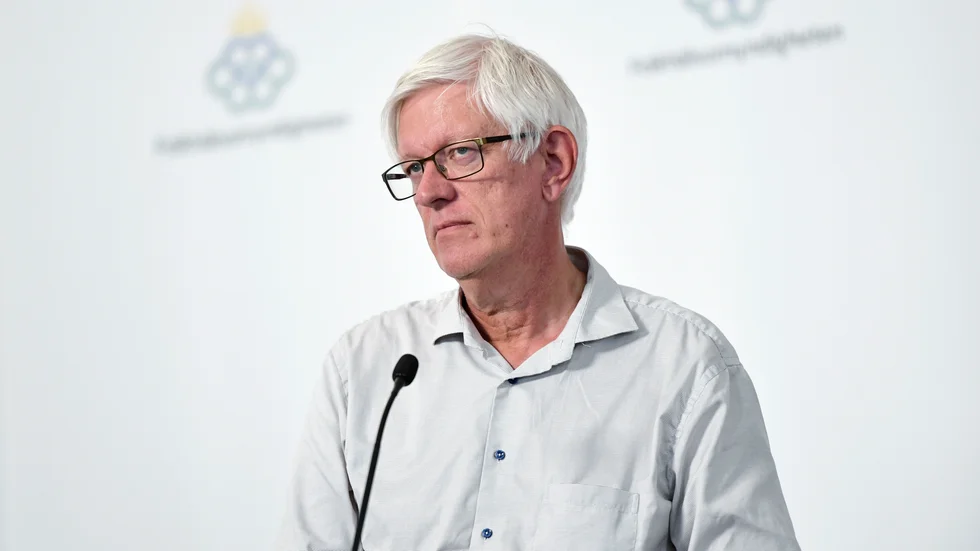 Folkhälsomyndighetens generaldirektör Johan Carlson vid torsdagens pressträff.