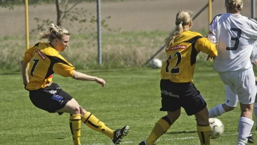 Mikaela Bengtsson gjorde ett av målen när Gusk spelade 2-2 i toppmötet mot BP i maj.