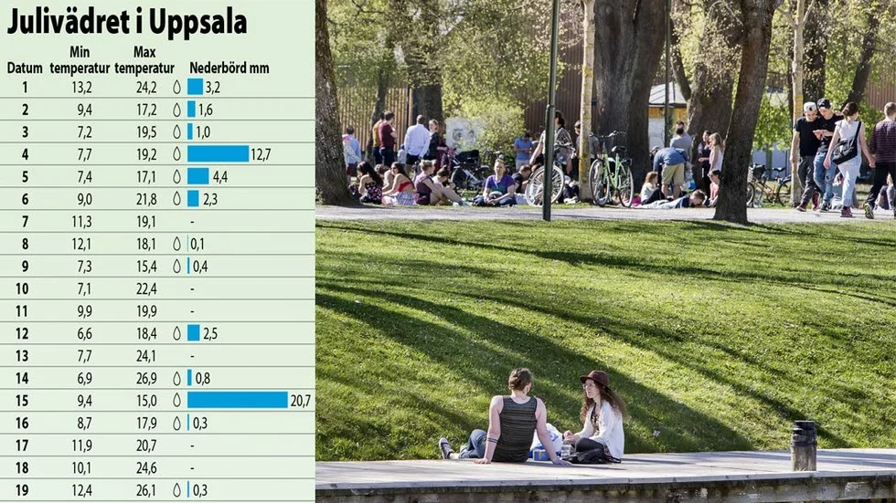 Julivädret bjöd inte på några stora överraskningar. Det blev en blandning av sol, kyla och regn.