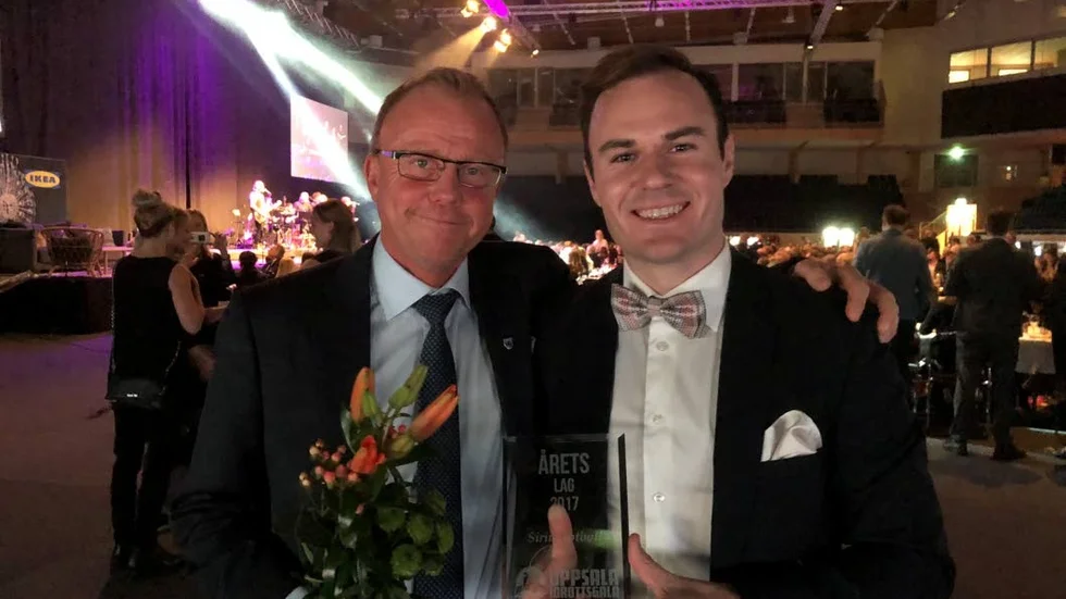 Vinnare. Sirius ordförande Ove Sjöblom och tidigare lagkapten Niklas Busch Thor.