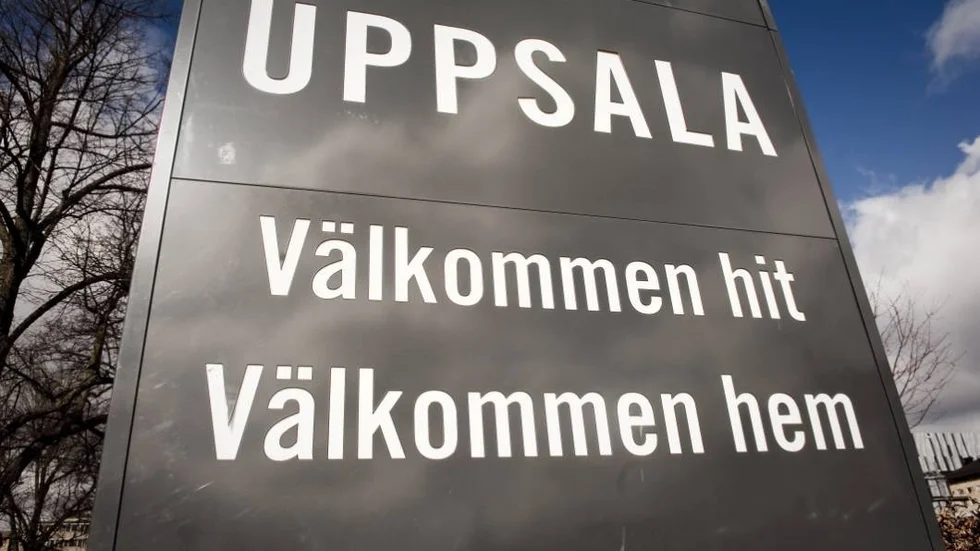 Upspala Välkommen hit Välkommen hem skylt