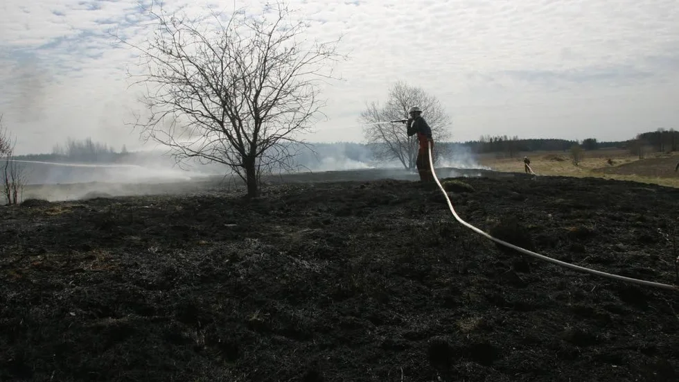 Gräsbränder i det torra fjolårsgräset, som denna från tidigare år, är vanliga under april och maj månad.