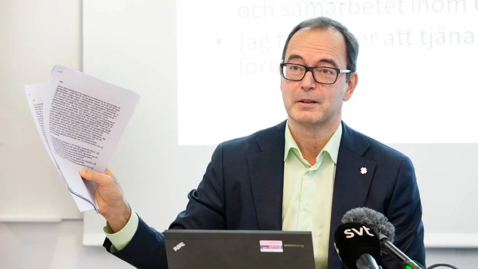 Stefan Hanna från presskonferensen på måndagsförmiddagen.