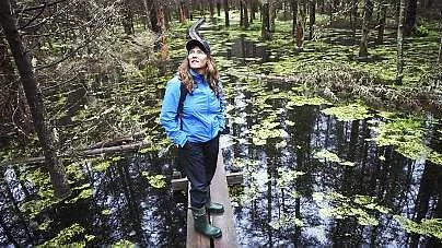 Mia Agvald Jägborn i Micksmossen i norra Lunsen.