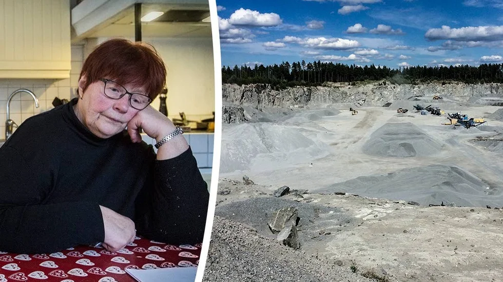 Ulla Gustafsson är en av de grannar som kritiserat täktplanerna i Vänge. T h Sneby bergtäkt i Enköpings kommun.