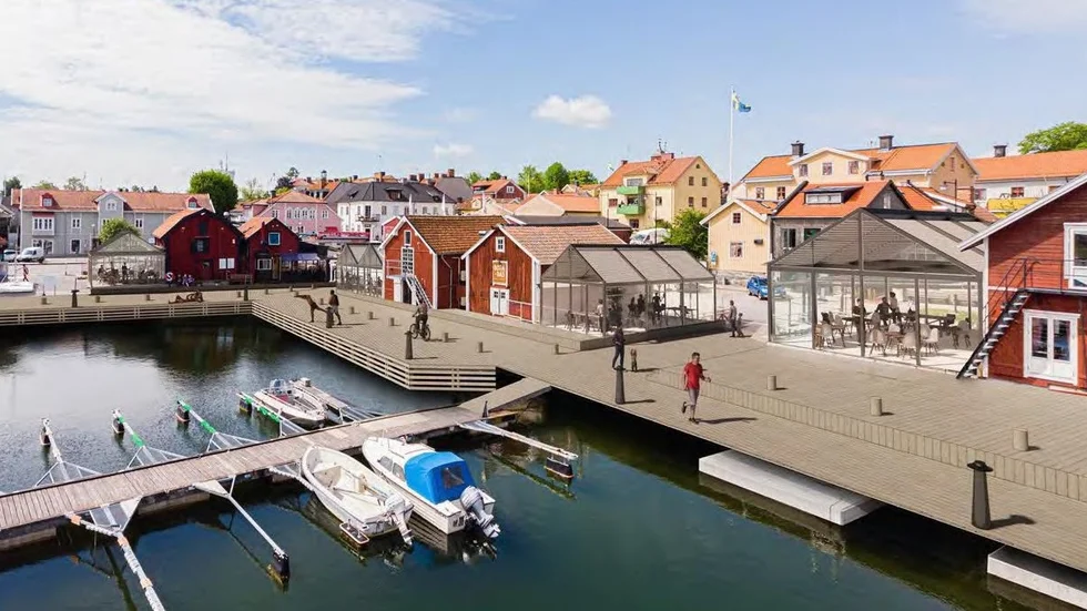 Så här ska en del av den nya hamnen se ut, enligt en skiss som kommunen skickat till styrgruppen för mervärdesavtalet.