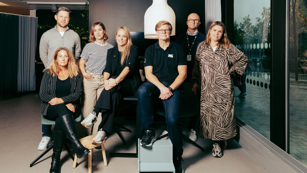 The team at Welcome House Skellefteå. Left to right, Torunn Törnblom, Oscar Möller, Cecilia Söderström, Sofia Sturesson, Micael Silenstam, Mats Bergqvist and Karolina Sundström.