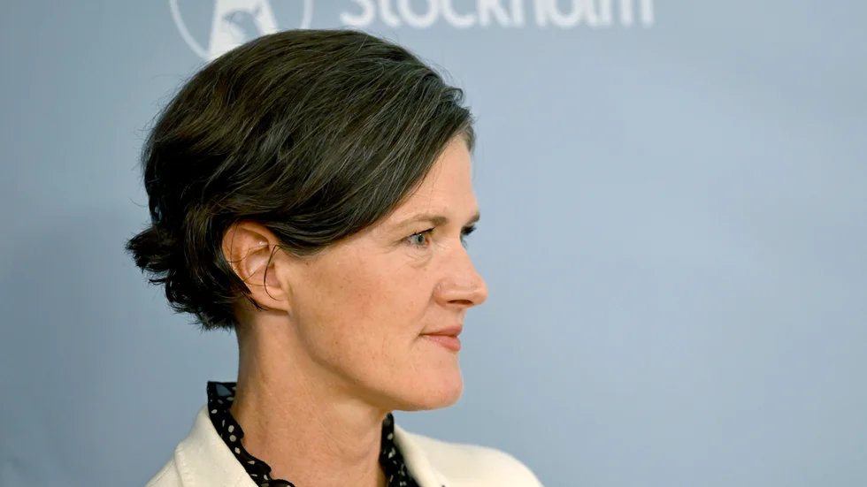 Stockholms landshövding Anna Kinberg Batra när hon intervjuades under torsdagen om Justitieombudsmannens granskning av tre anställningsärenden vid länsstyrelsen.