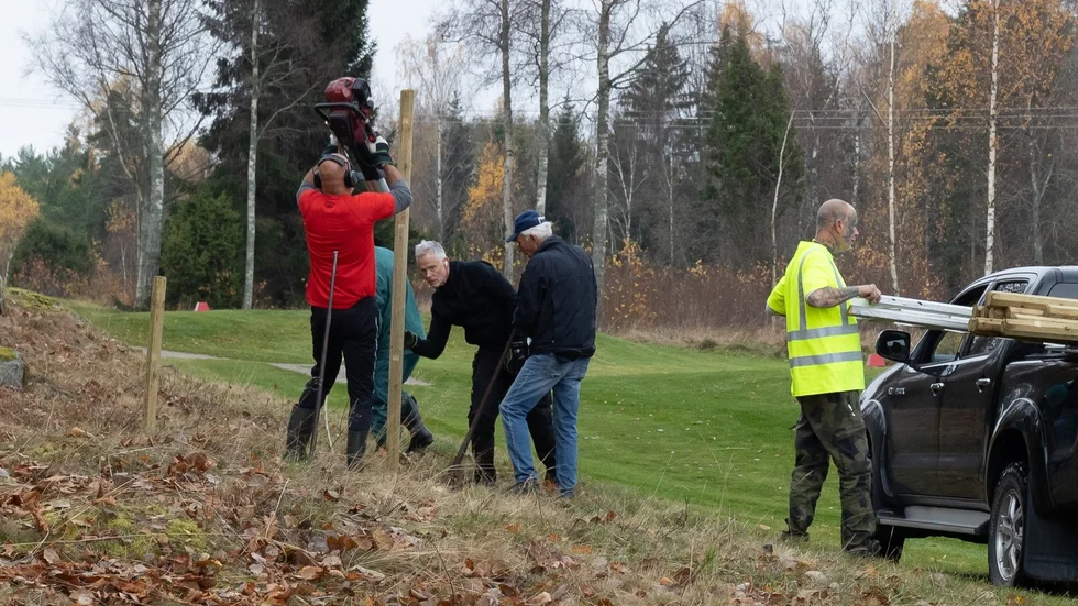 Eltrådsstaket har satts upp runt Nyköpings GK:s bana, som öppnar vecka 16.
