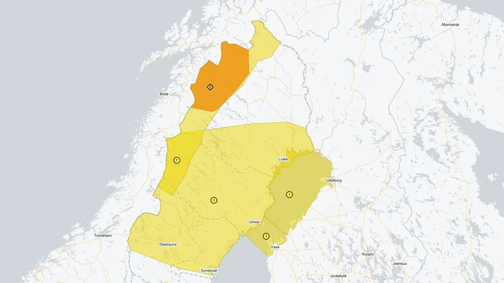 Flera vädervarningar i Norrbotten under juldagen.