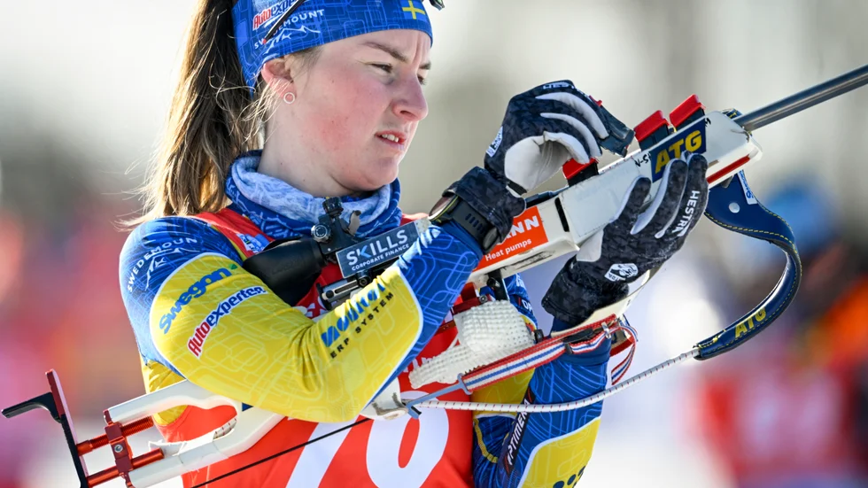 Ella Halvarsson gjorde succé i sin första stafett tillsammans med Sebastian Samuelsson. Arkivbild.