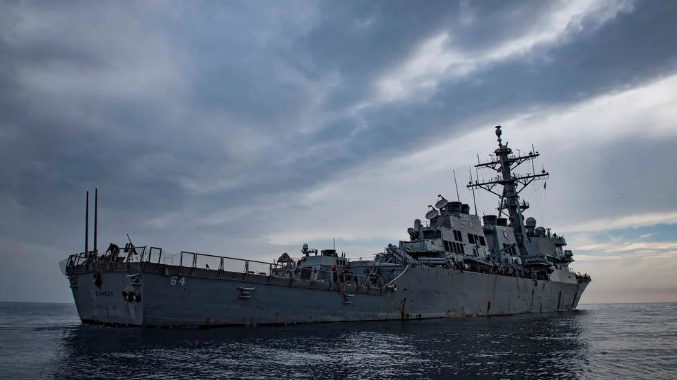 Den amerikanska jagaren USS Carney 2018. Arkivbild.