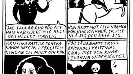 Drottning Kristina fyller ut sina fyra rutor ur "Pärlor och patroner - 60 historiska kvinnoporträtt".