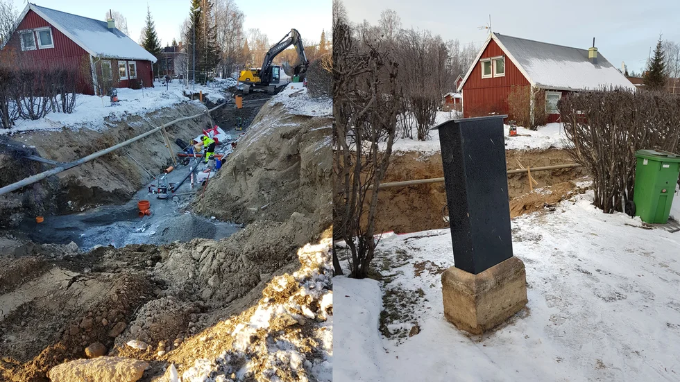 På Reinhold Johanssons uppfart står den uppgrävda brevlådan och väntar på att gatan ska fyllas igen. Han har inte kunnat få post på hela veckan.