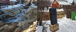 Hela gatan har grävts bort: "Får krypa genom häcken"