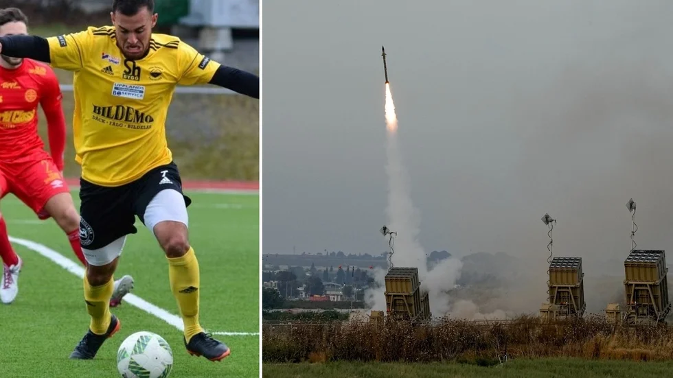 Gusk-spelaren Ahmed Kango har släkt i Palestina men de ska inte befinna sig nära våldsamheterna som sattes igång i och med terrorstämplade gruppen Hamas attack på Israel i lördags. På bilden syns ett israeliskt anti-missil system i Sderot nära gränsen till Gaza-remsan.